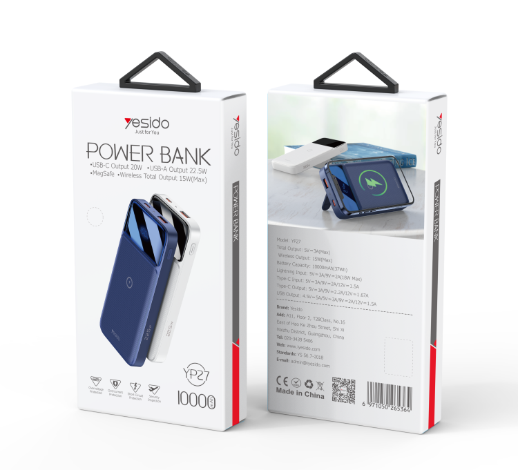 YESIDO YP27 10000mAh Power Bank Packaging