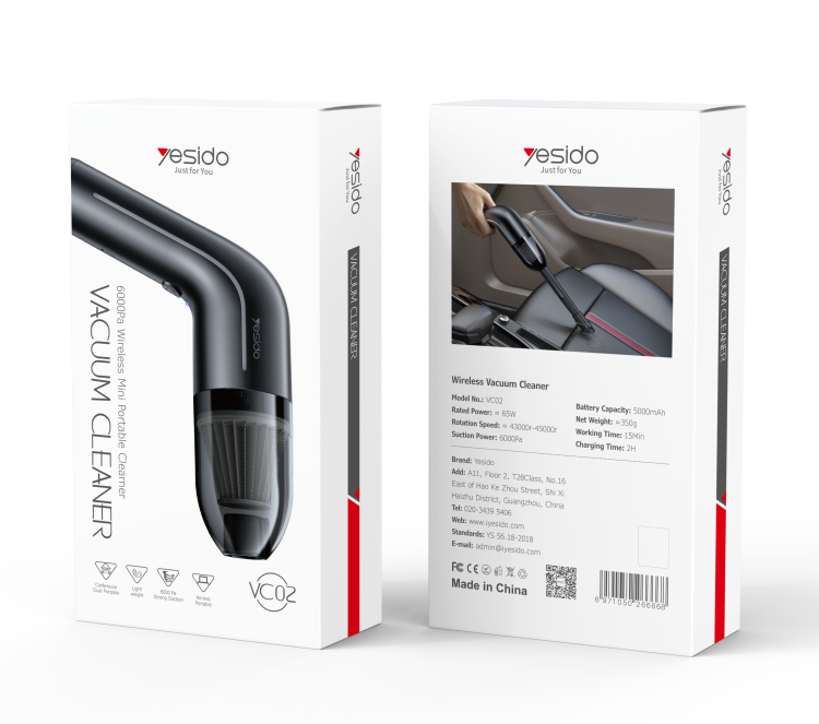 Yesido VC02 Handheld Auto Vacuum Cleaner Packaging