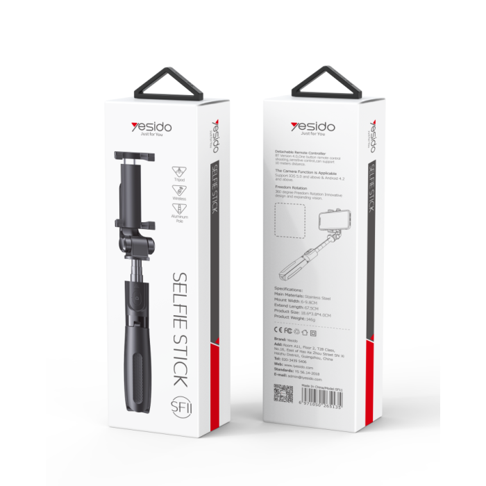 SF11 Flexible 5 Part Telescopic Triple Phone Holder Selfie Stick