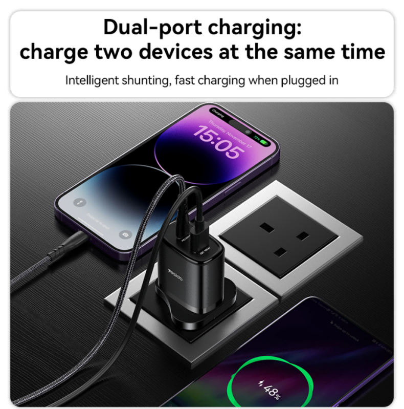 YC49 20W Fast Charging Home Charger(TC+USB) Details