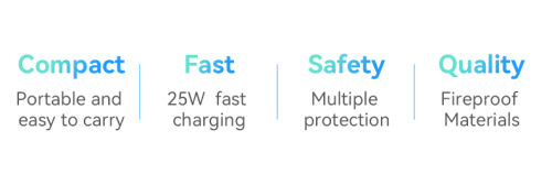 YC62 Portable 25W PD Low Temperature Fast Charging European Standard GaN Fast Charger
