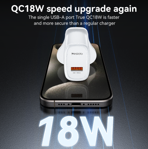 YC85 Overspeed Fast Charge Fireproof Material QC18W Single A UK Charger