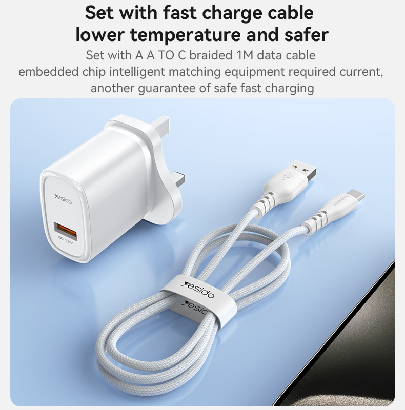 YC85C UK 18W Fast Charging Wall Charger(USB Port) Details