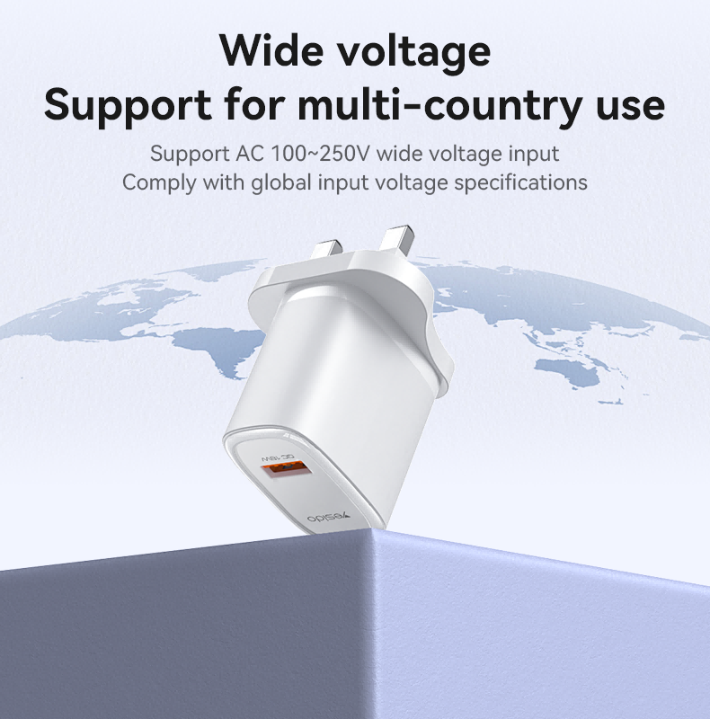 YC85C UK 18W Fast Charging Wall Charger(USB Port) Details