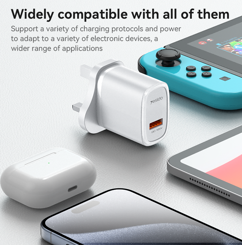 YC85C UK 18W Fast Charging Wall Charger(USB Port) Details