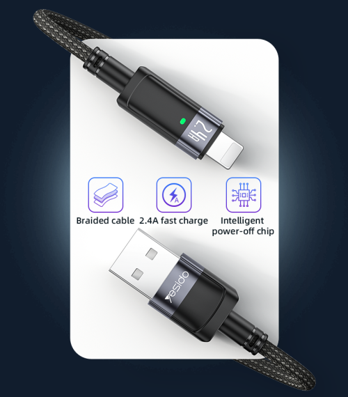 CA123L 1.2 Meter Braided High-tenacity 12w Safe Fast Charging USB To IP Data Cable