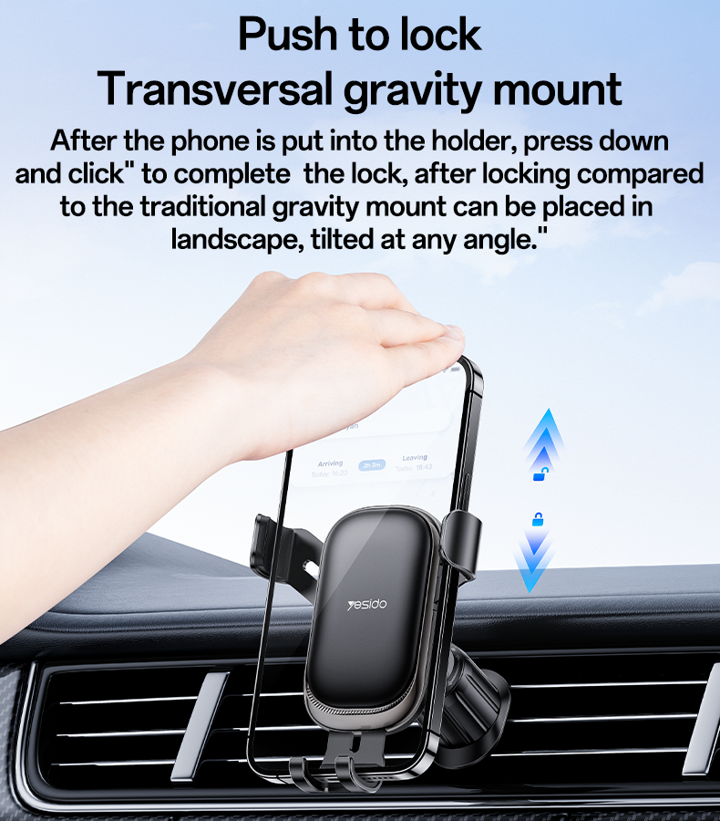 C247 With locking Gravity Sensor Air Vent Phone holder Details