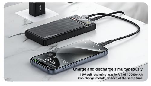 YP53 PD 20W + USB 22.5W 10000mAh Transparent Window Battery Display Fast Charging Power Bank