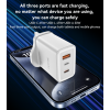 YC89 Three-Port Quick Punch A+C+L 65W Fast Charging UK Spec GaN Charger With C To L Cable