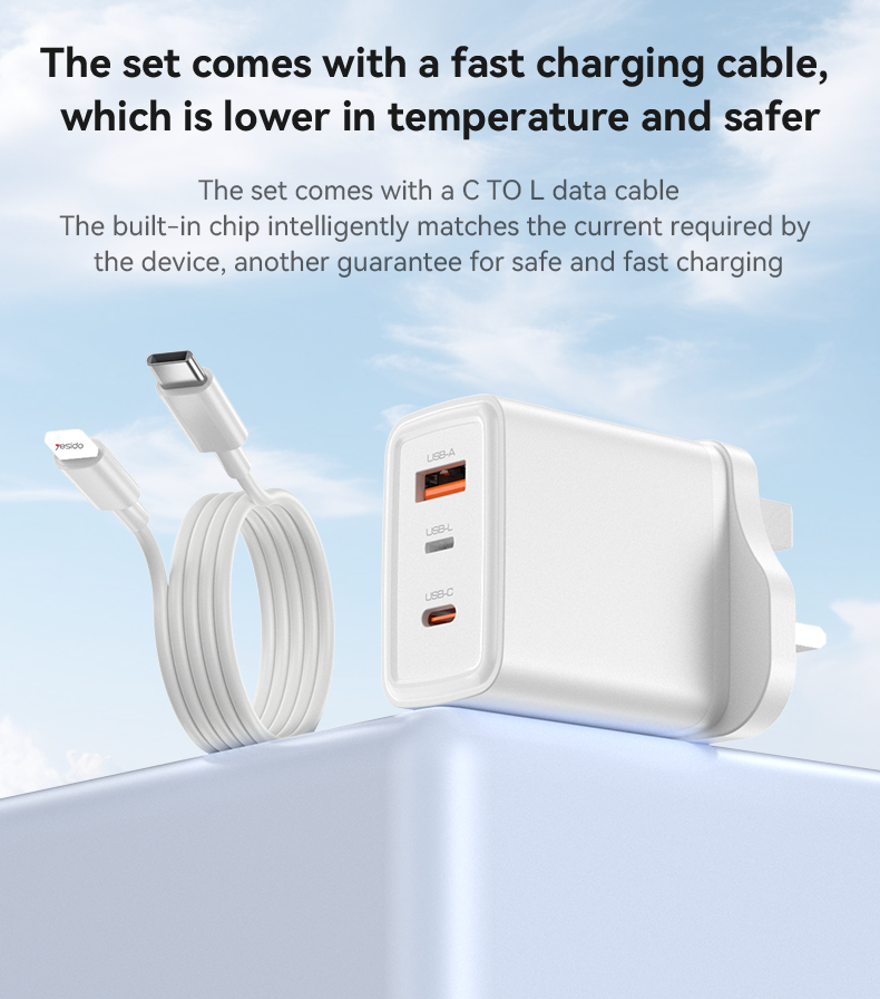 YC89 UK 65W Fast Charging Wall Charger(USB+IP+TC) Details