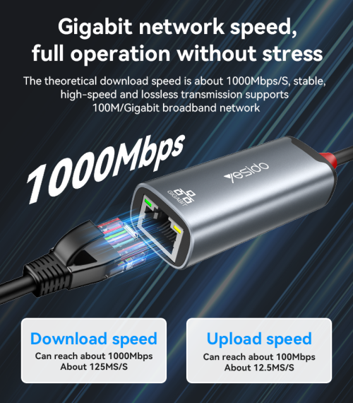 HB26 Aluminum Alloy 100Mbps Wired High-speed Transmission Type-C/USB 2in1 Gigabit Ethernet Converter