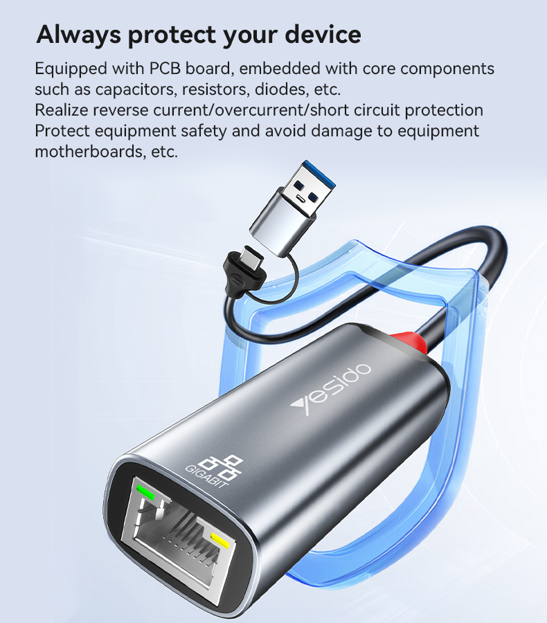 HB26 Type-C/USB to RJ45 Gigabit Ethernet Converter Details