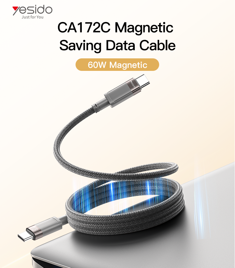 CA172C Type-C To Type-C 60W Magnetic Saving Data Cable