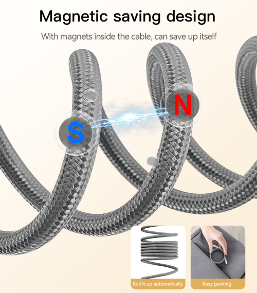 CA172C 1M Length TC To TC Built-in Intelligent Chip PD 60W Fast Charging Magnetic Saving Data Cable
