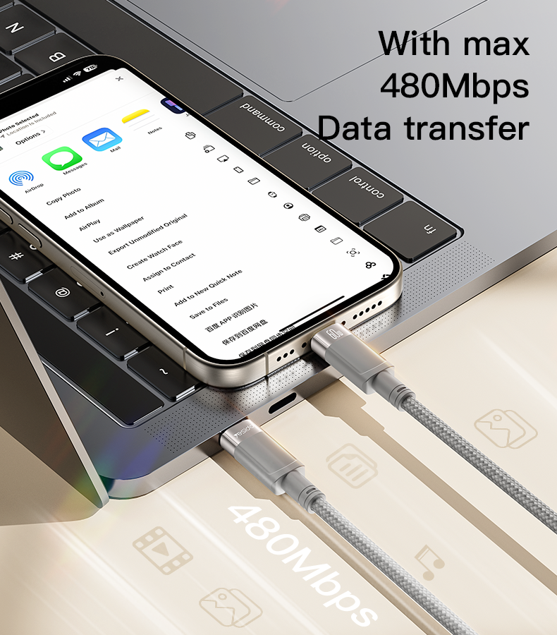 CA172C Type-C To Type-C 60W Magnetic Saving Data Cable Details