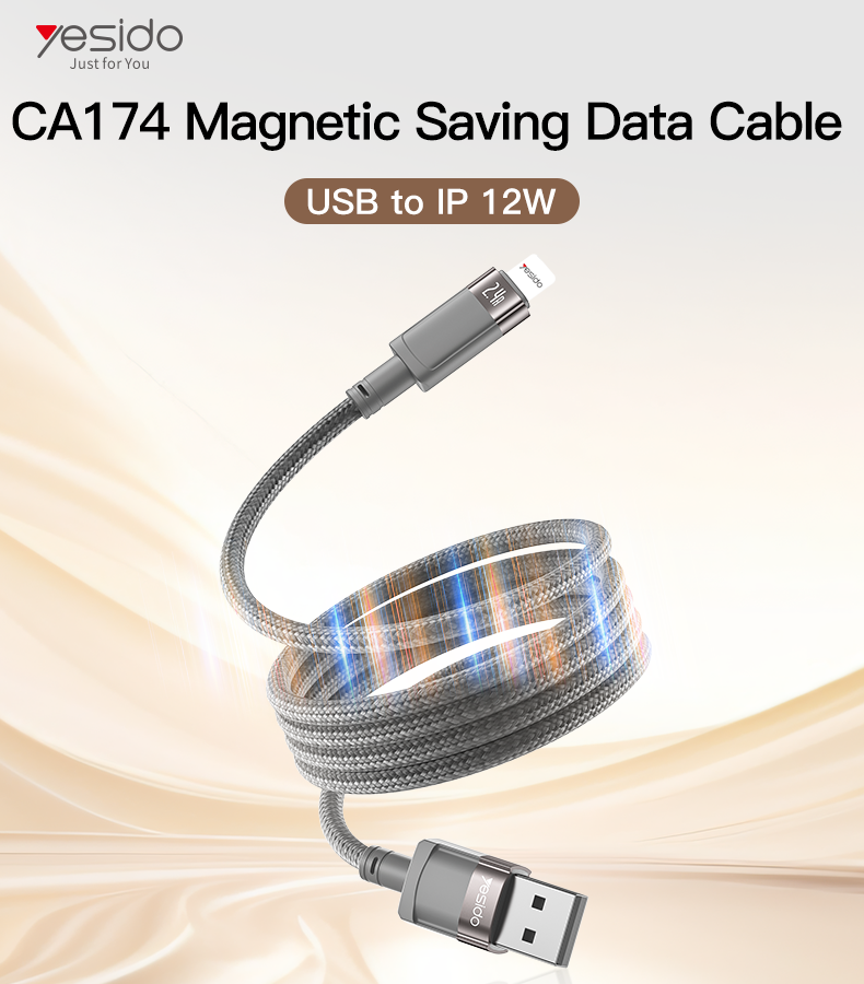 CA174 USB To Type-C 12W Magnetic Saving Data Cable