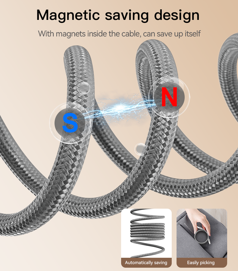 CA174 USB To Type-C 12W Magnetic Saving Data Cable Details