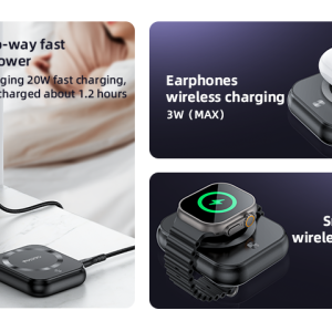 YP59 5000mAh PD20W Fast Charging Earphone&Smart Watch 3 in 1 15W Wireless Charging Power Bank