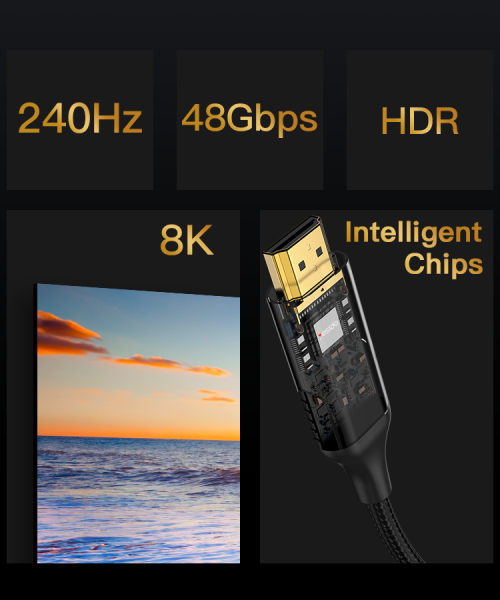 HM11 8K Ultra Clear Metal Shell and interface No Delay In Data Transfering HDMI Cable