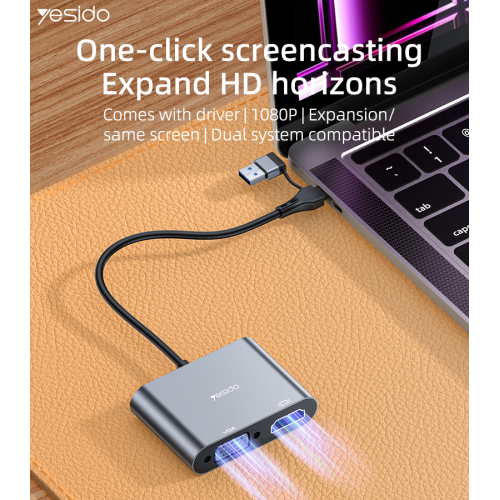 HM15 Ultra-low Latency TC & USB Dual System Compatible Computer Split Screen Laptop Screen Splitter