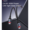 CA181 1.2M PD60W Fast Charging Type-C To Type-C 48-Strand Braided Cable Power LED Light Data Cable