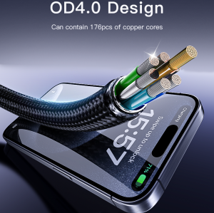 CA181 1.2M PD60W Fast Charging Type-C To Type-C 48-Strand Braided Cable Power LED Light Data Cable