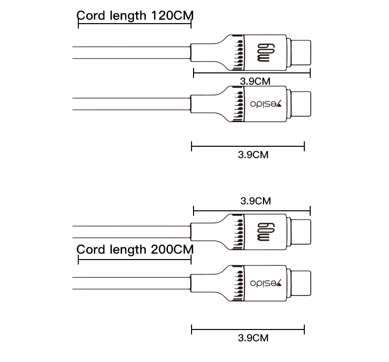 CA181 Type-C To Type-C 60W Fast Charging Data Cable Details