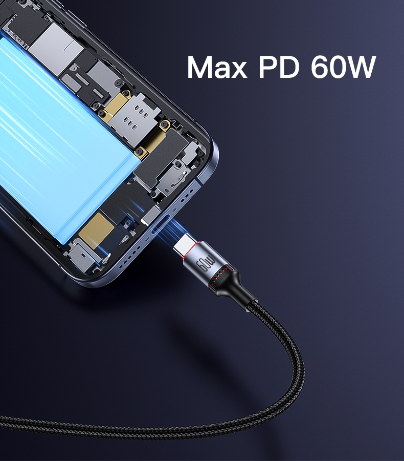 CA183 Type-C To Type-C 60W Fast Charging Data Cable Details