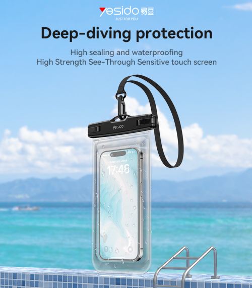 WB49 One-touch Locking With Carabiner High Sealing Sensitive Touch Screen Transparent Waterproof Bag