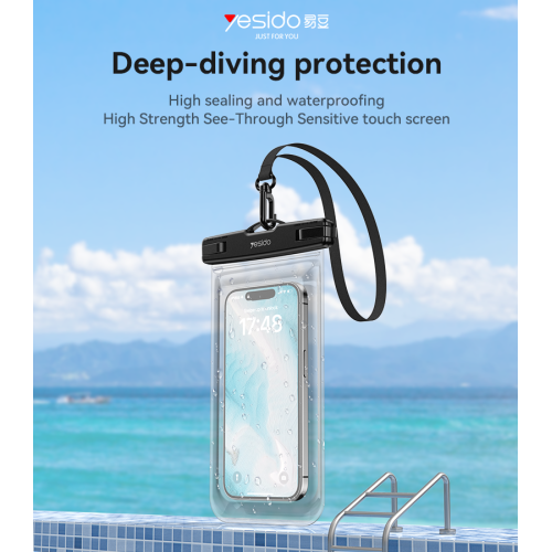 WB49 One-touch Locking With Carabiner High Sealing Sensitive Touch Screen Transparent Waterproof Bag