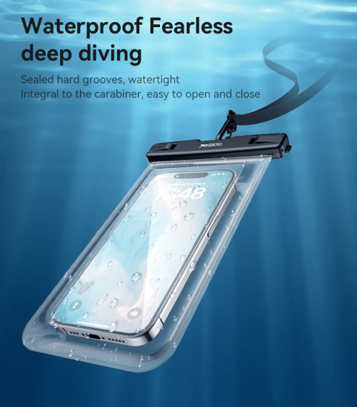 WB49 One-touch Locking With Carabiner High Sealing Sensitive Touch Screen Transparent Waterproof Bag