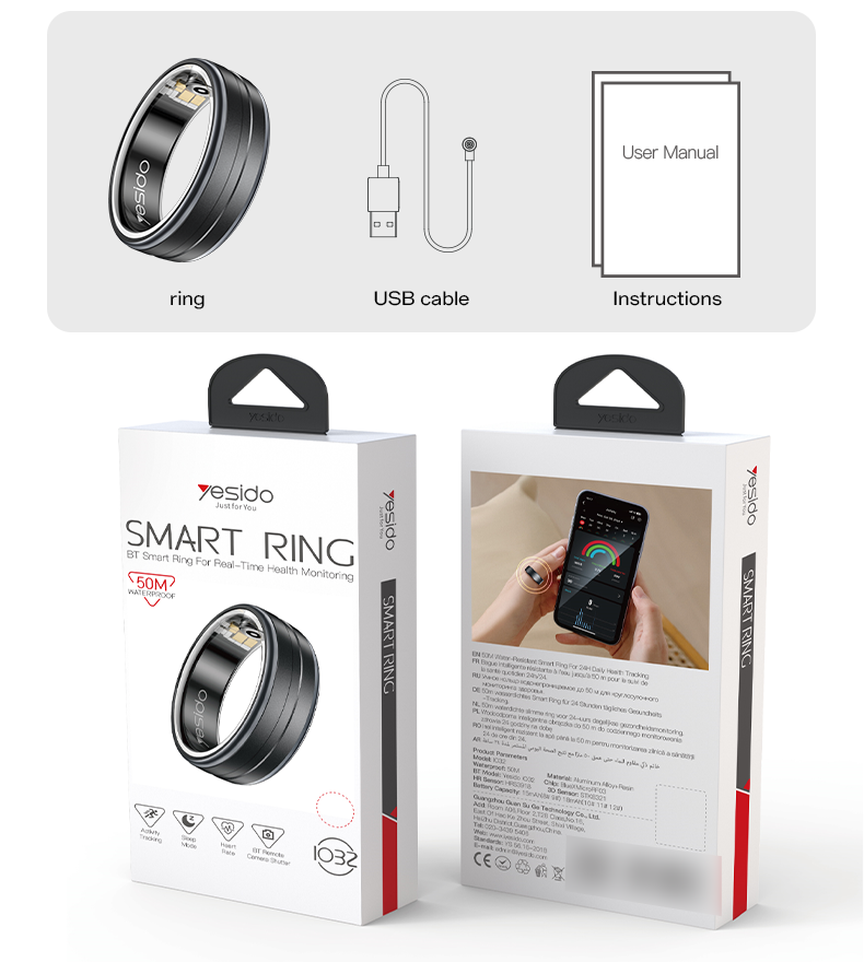 Yesido IO32 Health Monitor Smart Ring Packaging