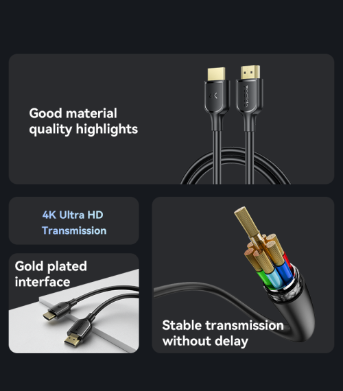 HM16 1.8m Long Gold Plated Interface Ultra Clear 4K 30Hz Stable Transmission HDMI Video Cable