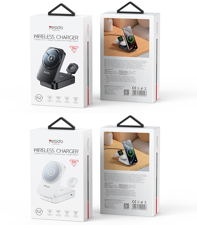 DS27 3 In 1 Folding Wireless Charging Dock Packaging