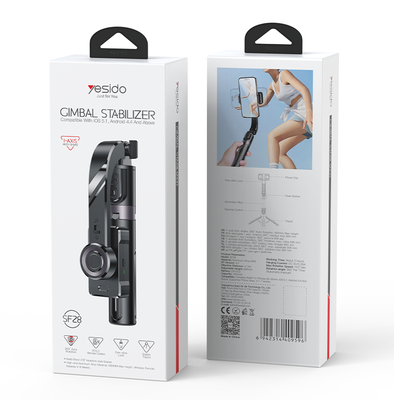 Yesido SF28 Handheld Gimbal (Tripod) Stabilizer Packaging