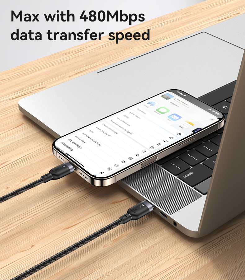 CA190 1.2M Type-C To Type-C 60W Fast Charging Data Cable Details