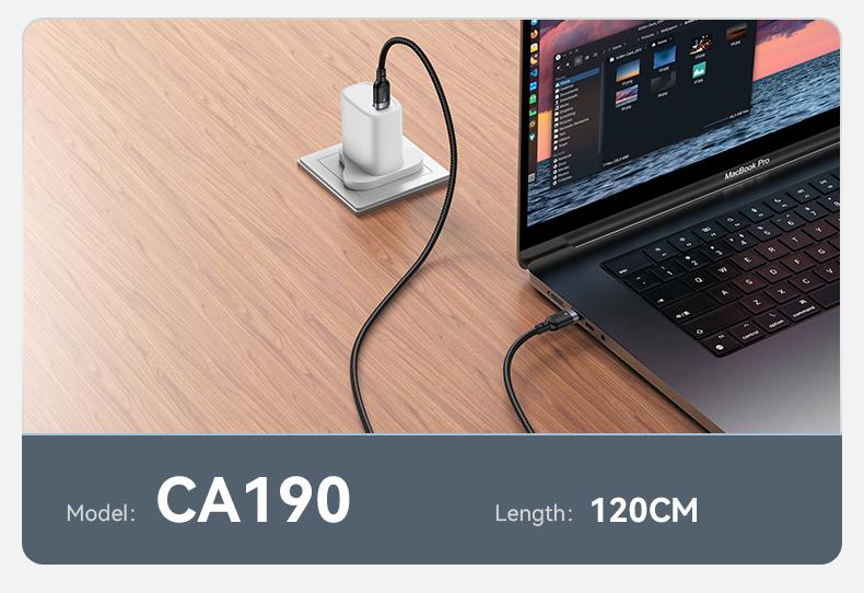 CA190 1.2M Type-C To Type-C 60W Fast Charging Data Cable Details