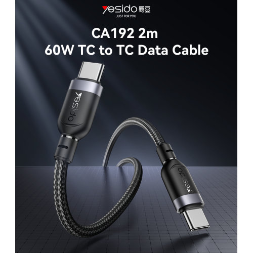 CA192 2M PD 60W Fast Charging Type-C To Type-C Max With 480Mbps Data Transfer Braided Data Cable