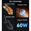 CA192 2M PD 60W Fast Charging Type-C To Type-C Max With 480Mbps Data Transfer Braided Data Cable