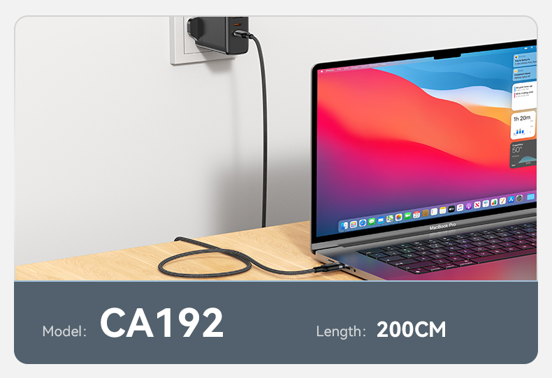 CA192 2M Type-C To Type-C 60W Fast Charging Data Cable Details