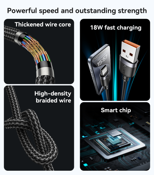 CA133C 2 Meter 18W Fast Charging USB to Type-C Aluminum Alloy Braided Data Cable