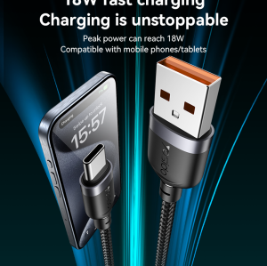 CA133C 2 Meter 18W Fast Charging USB to Type-C Aluminum Alloy Braided Data Cable