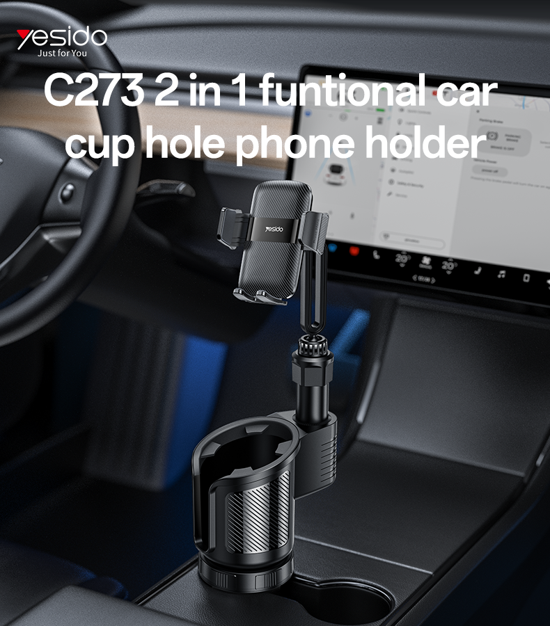 C273 2 in 1 Funtion Car Cup Hole Spring Clip Phone Holder