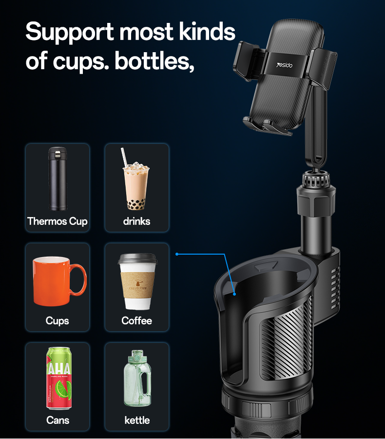 C273 2 in 1 Funtion Car Cup Hole Spring Clip Phone Holder Details