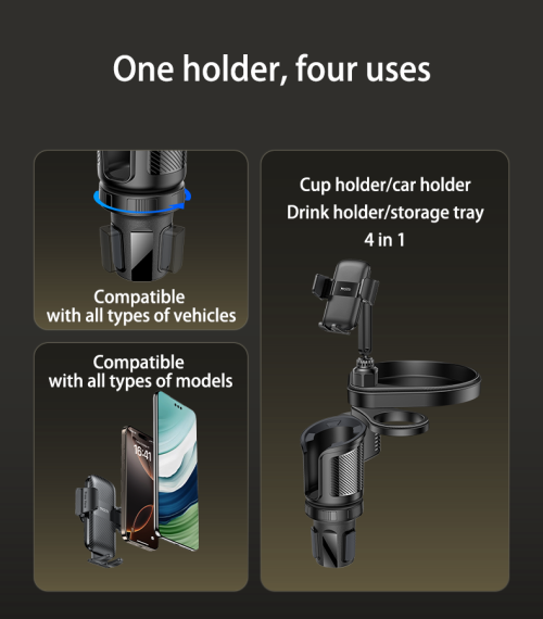 C274 720 Rotating Phone Mount 4 in 1 Multifunctional Car Cup Phone Holder