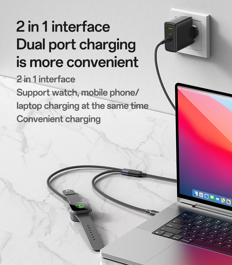 CA136C Type-C to Type-C&Watch 60W Fast Charging Data Cable Details