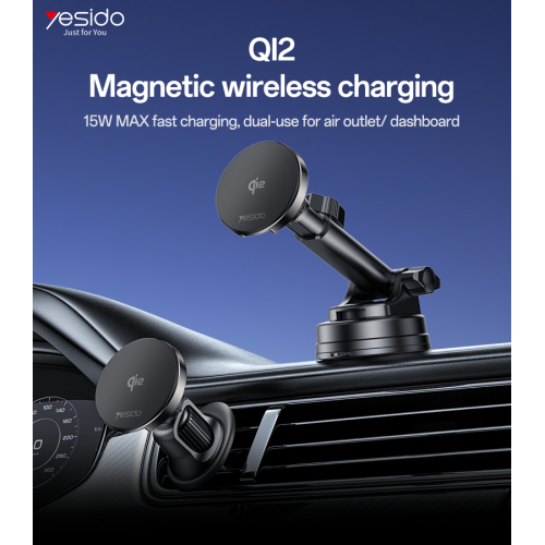 DS30 360 Rotating QI2 15W Wireless Fast Charging Phone Holder Air Outlet/Dashboard Car Phone Mount