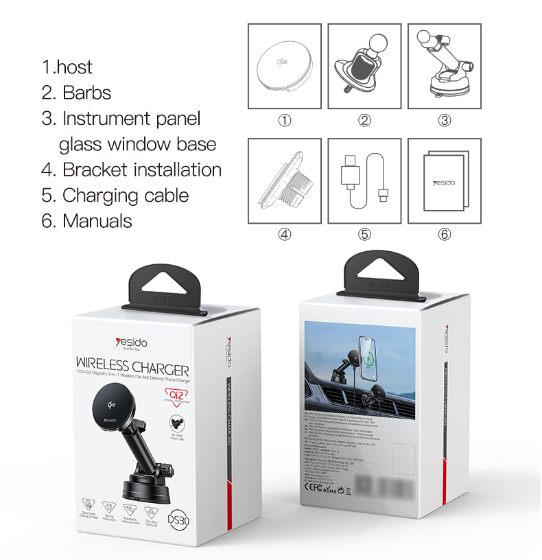 DS30 15W Wireless Fast Charging Magnetic Phone Holder packaging