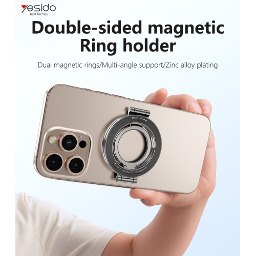 C229 Y60 Three-axis Rotation Zinc Alloy Ulti-anale Support Double-Sided Magnetic Ring Phone Holder