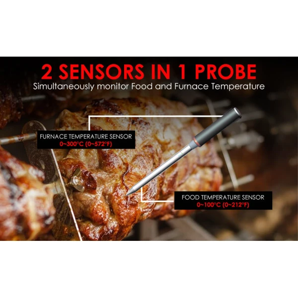 4mm Mini Smart Cooking Probe | Bluetooth BBQ Thermometer with LED indicator | The Best Wireless Smart Meat Thermometer